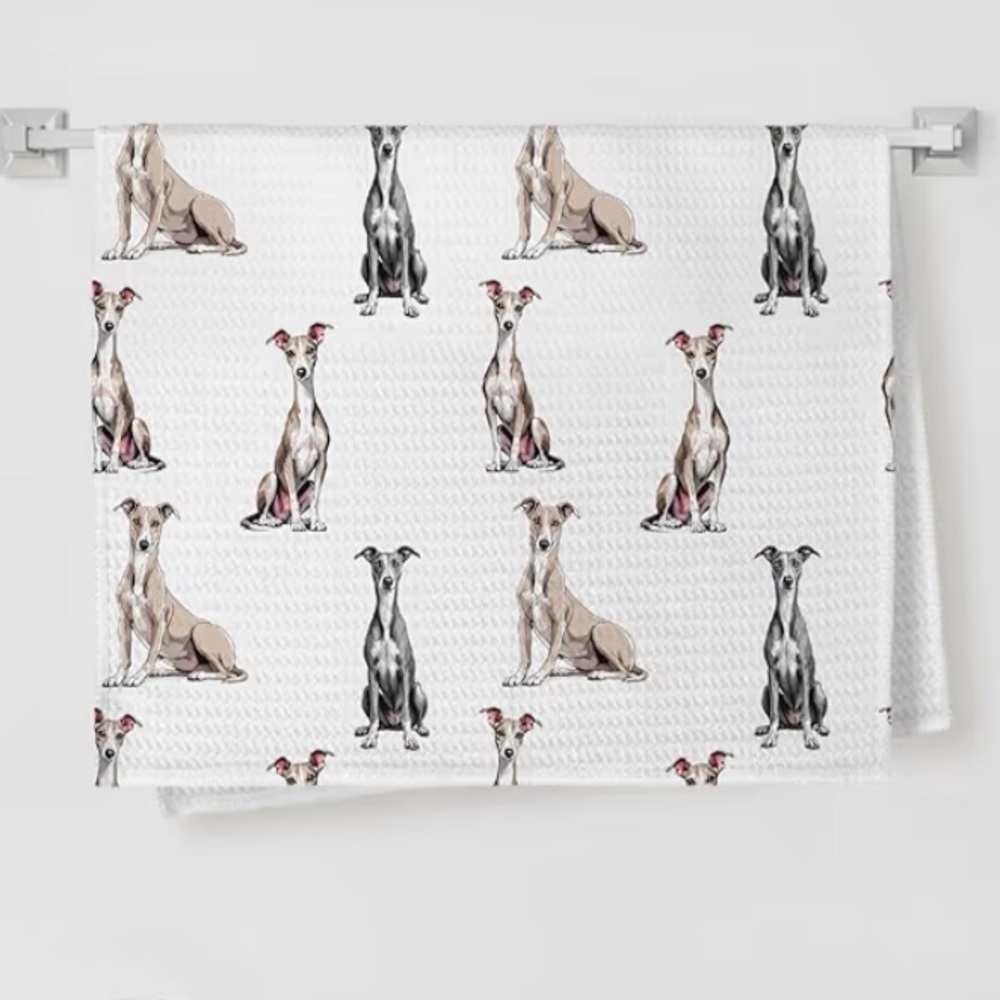 NWT/SET of TWO/DOG LOVERS/Greyhound Kitchen/Tea Towels/W-16 X L-24 Inches